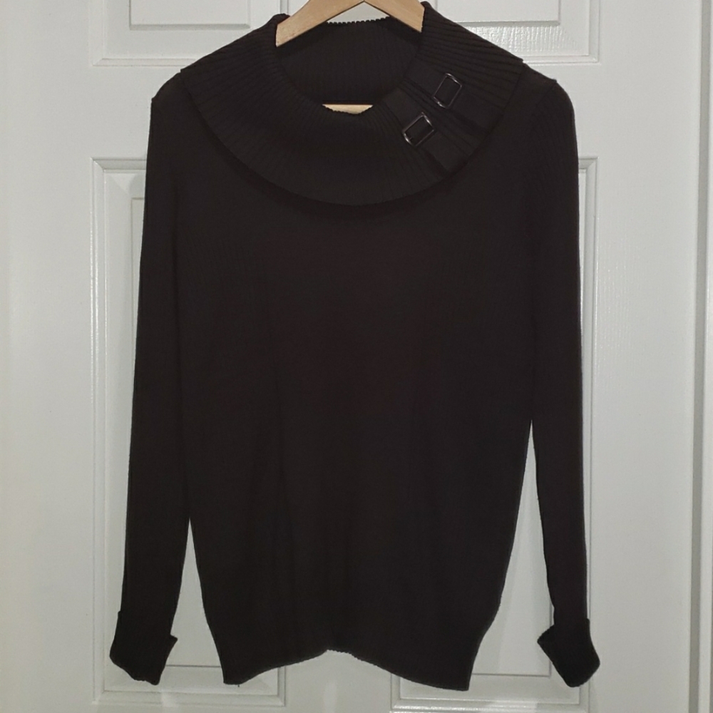 Carolyn Taylor Chocolate Brown Ribbed Sweater Petite Medium